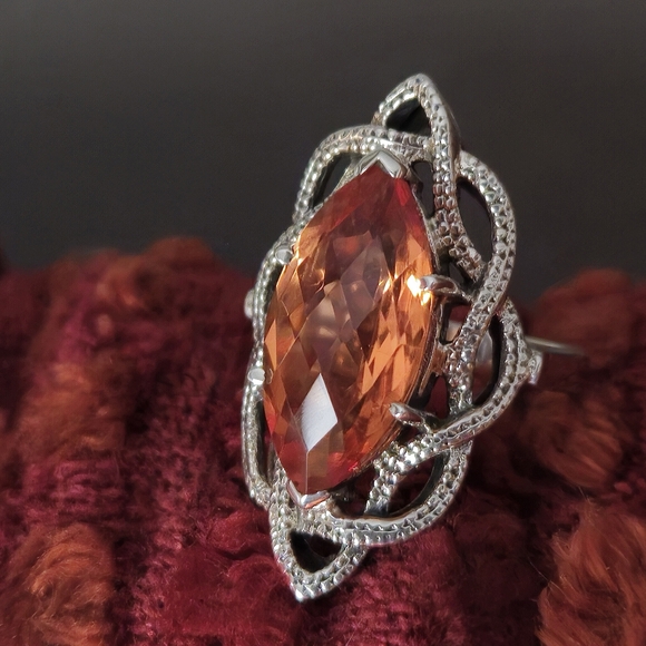 NICKY BUTLER 925 Sterling Silver Honey Quartz 5.9 Carat Marquise Size 7 Ring NWT - Picture 13 of 16